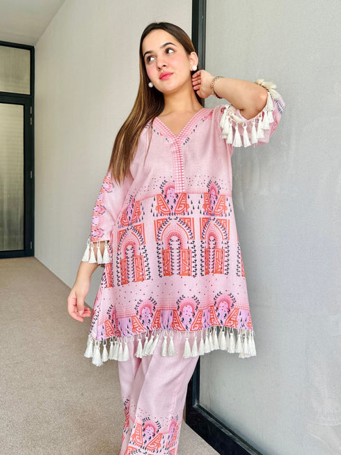 Ayesha Pink Festive Fusion Set